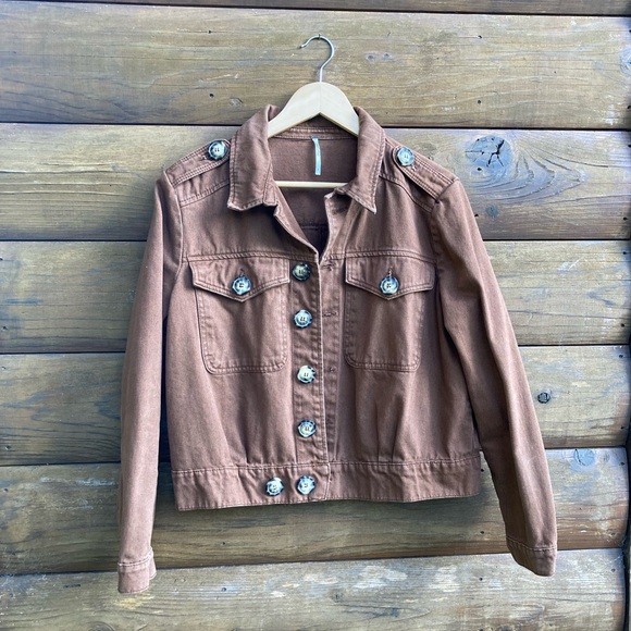 Free People | Brown Jean Jacket - Picture 5 of 9